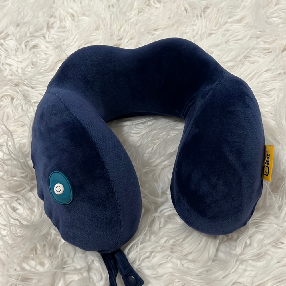 Blue Travel Pillow with Massager